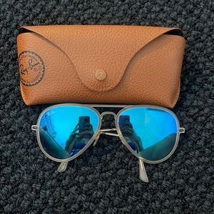 Real ray bans with case! Blue reflective / mirror aviator style